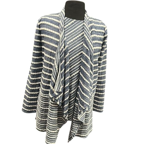 Chico’s Striped Cardigan & Tank Set Size M Coastal Grandma Minimalist - Picture 1 of 12